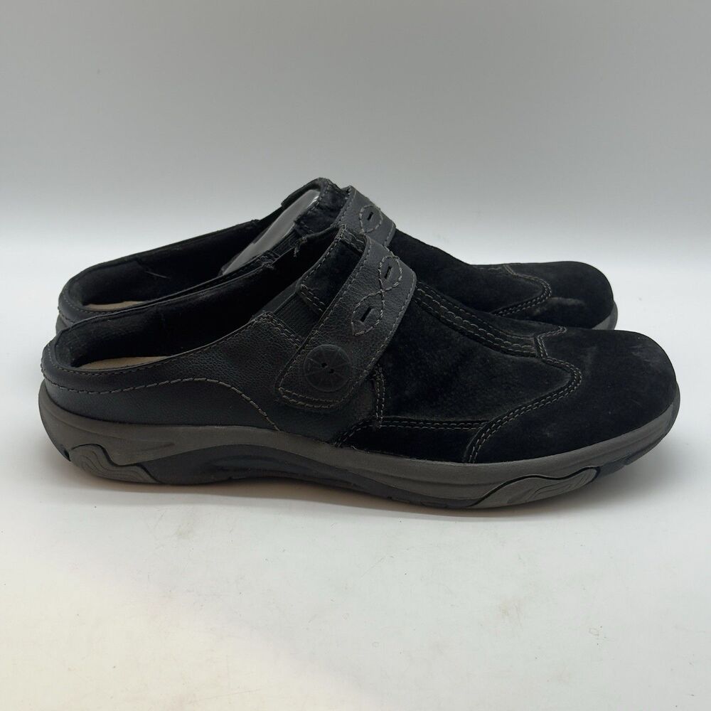 Earth Spirit Gelron Cushion Slip On Clogs Women's 11 Black Suede Stretch Mules